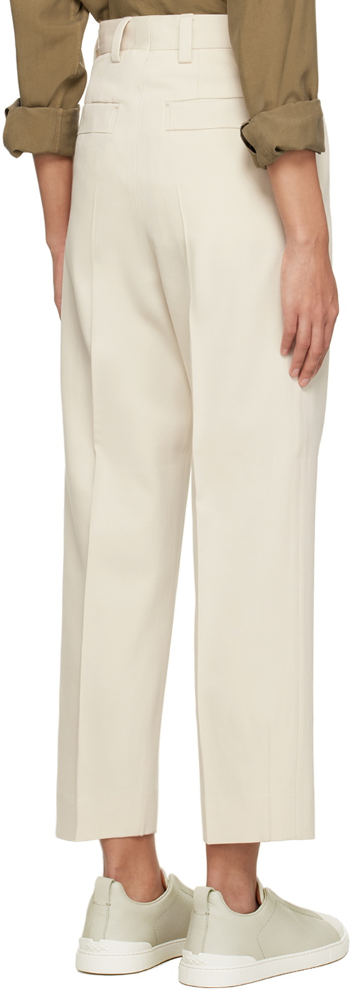 ZEGNA Off-White Double Pleats Trousers