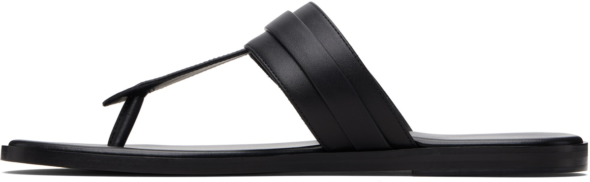 TOM FORD Black Smooth Leather T-Sandals