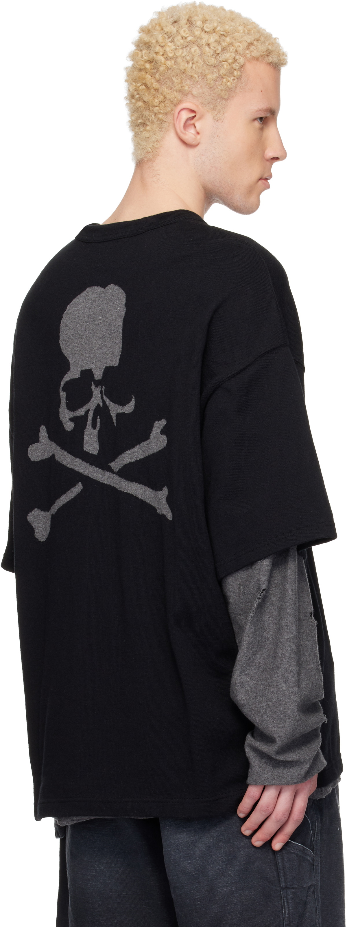 MASTERMIND WORLD Black Reversible Distressed T-shirt