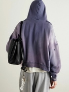 SAINT MXXXXXX - Oversized Distressed Cotton-Jersey Zip-Up Hoodie - Blue