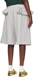 Dries Van Noten Gray Loose Ruffled Shorts