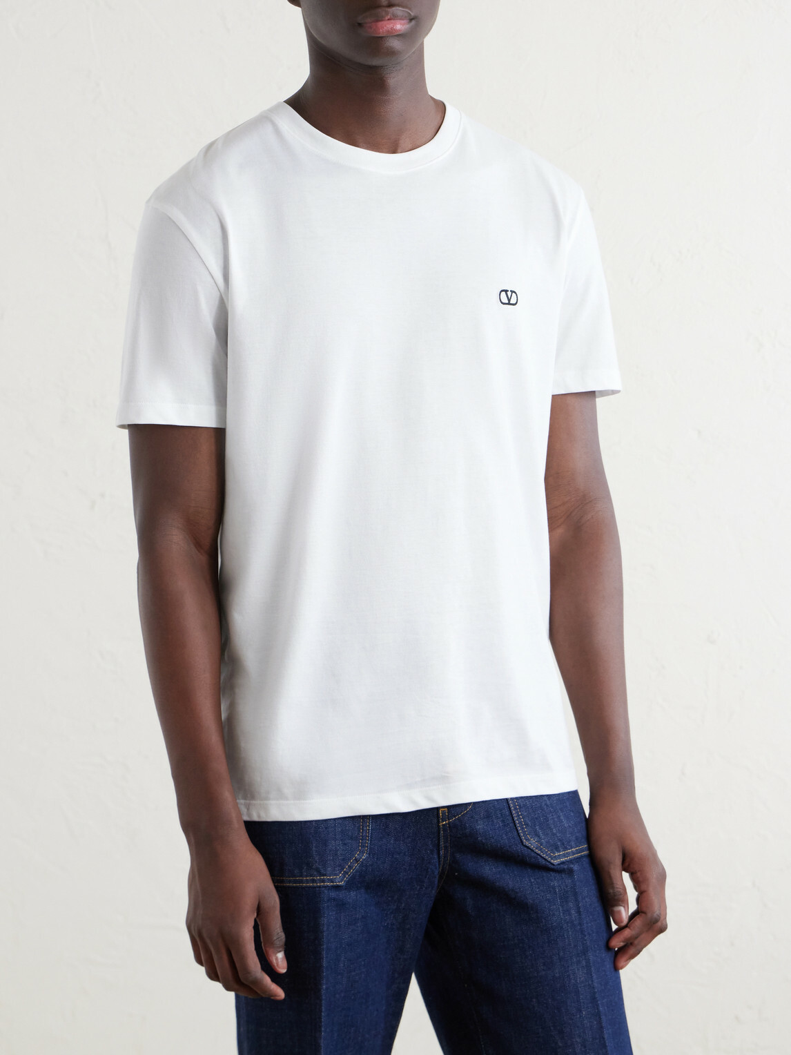Valentino Garavani - Logo-Embroidered Cotton-Jersey T-Shirt - White