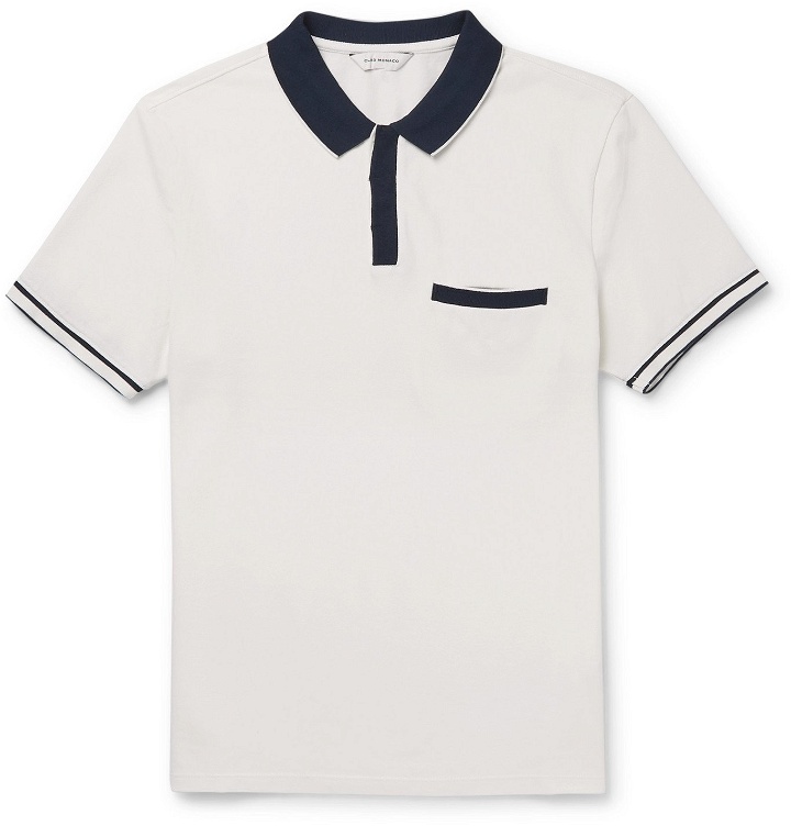 Photo: Club Monaco - Contrast-Tipped Cotton-Blend Piqué Polo Shirt - Blue