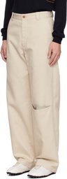 Commission Beige Slash Chino Trousers