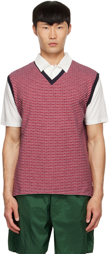 Photo: BEAMS PLUS Off-White & Red Cotton Polo