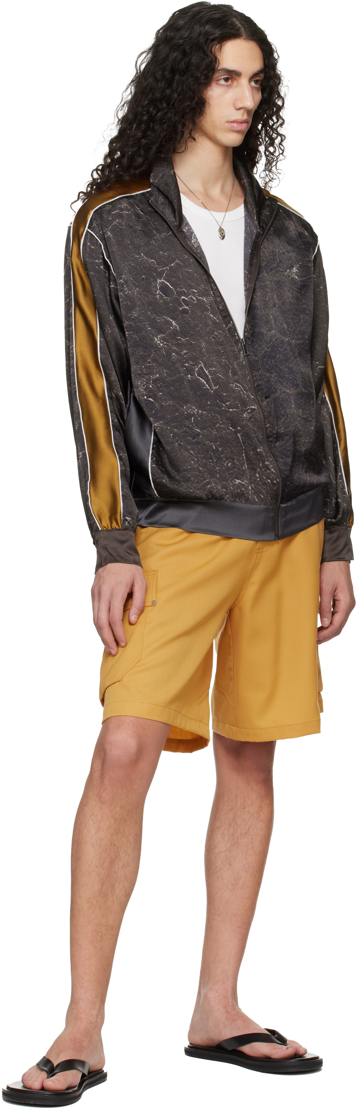 Serapis Brown Satin Silk Football Track Jacket