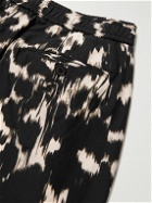 Officine Générale - Straight-Leg Animal-Print Cotton Drawstring Shorts - Black