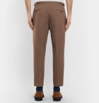 Mr P. - Cropped Tapered Cotton-Twill Trousers - Brown