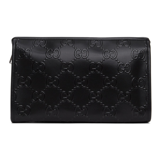 【GUCCI 】GG Tennis 20 Embossed Strap Pouch Clutch Bag Gucci Black GG Embossed Tennis Pouch Gucci