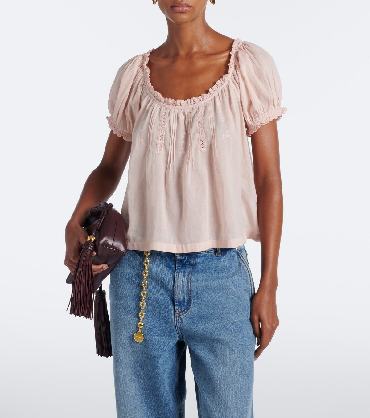Dôen Frederica embroidered cotton voile top