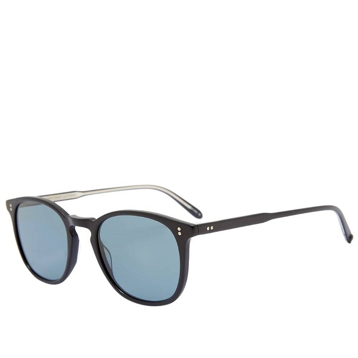 Photo: Garrett Leight Men's Kinney Sunglasses in Matte Black/Semi-Flat Blue