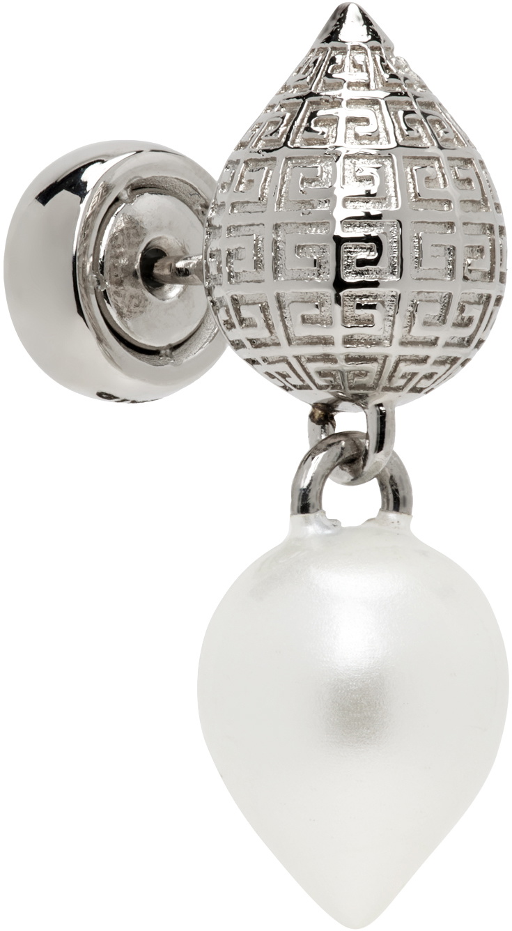 Givenchy Silver & White G Stud Single Earring