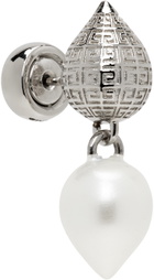 Givenchy Silver & White G Stud Single Earring