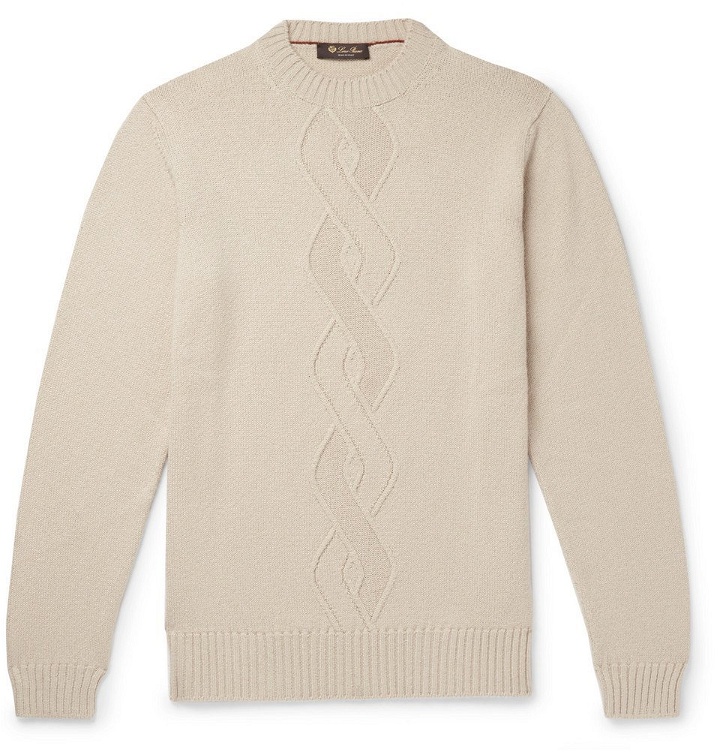 Photo: Loro Piana - Cable-Knit Cashmere, Silk and Cotton-Blend Sweater - Men - Sand