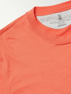 Brunello Cucinelli - Logo-Print Cotton and Linen-Blend Jersey T-Shirt - Orange