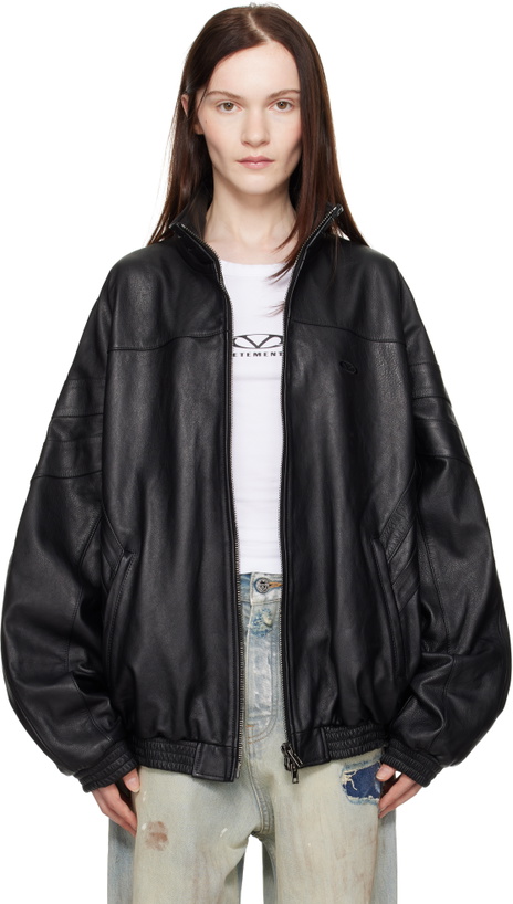 Photo: VETEMENTS Black Tracksuit Leather Jacket
