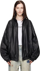VETEMENTS Black Tracksuit Leather Jacket