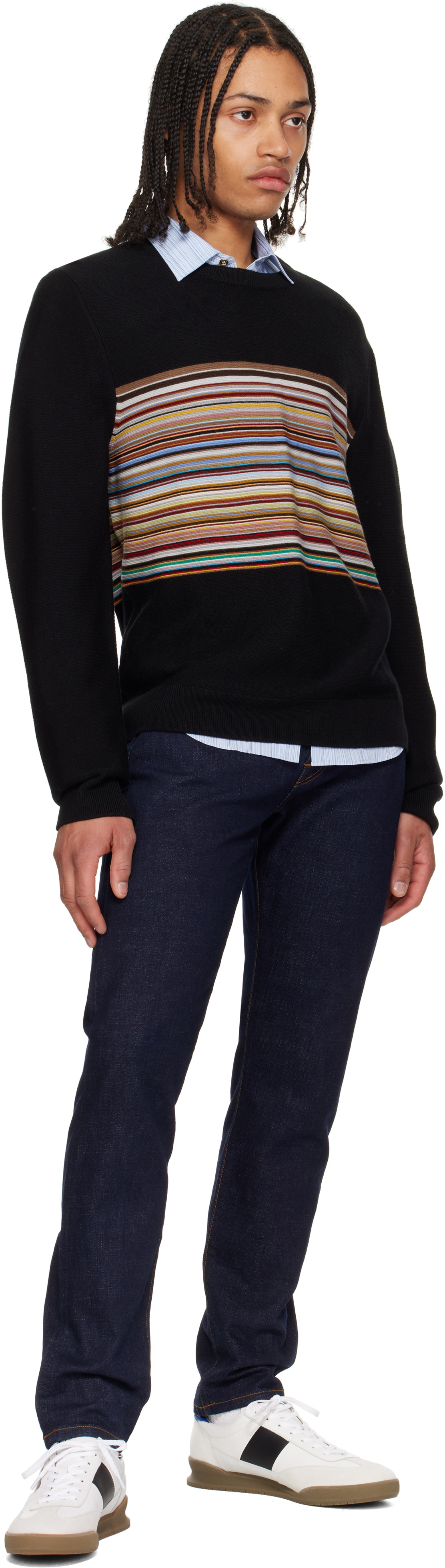 PS by Paul Smith White & Black Leather Dover Sneakers