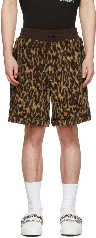 Photo: AMIRI Brown & Tan Printed Leopard Shorts