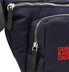CALVIN KLEIN 205W39NYC - Leather-Trimmed Embroidered Shell Belt Bag - Men - Navy