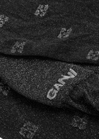 Ganni Butterfly Logo Glittered Tights Black