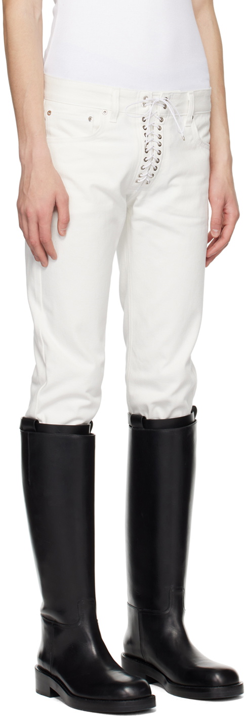 Ludovic de Saint Sernin White Lace-Up Jeans