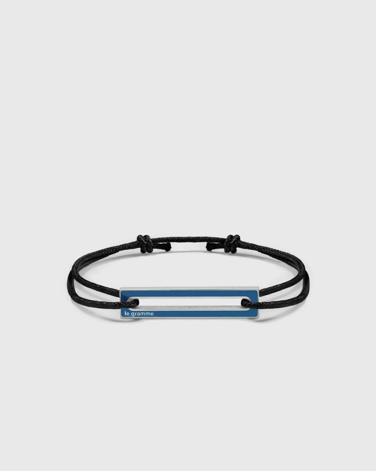 Le gramme 1.7g polished sterling silver Blue lacquered cord bracelet black/blue Mens Jewellery