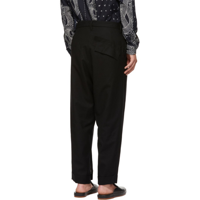 BED J.W. FORD Black Wool Slit Pants