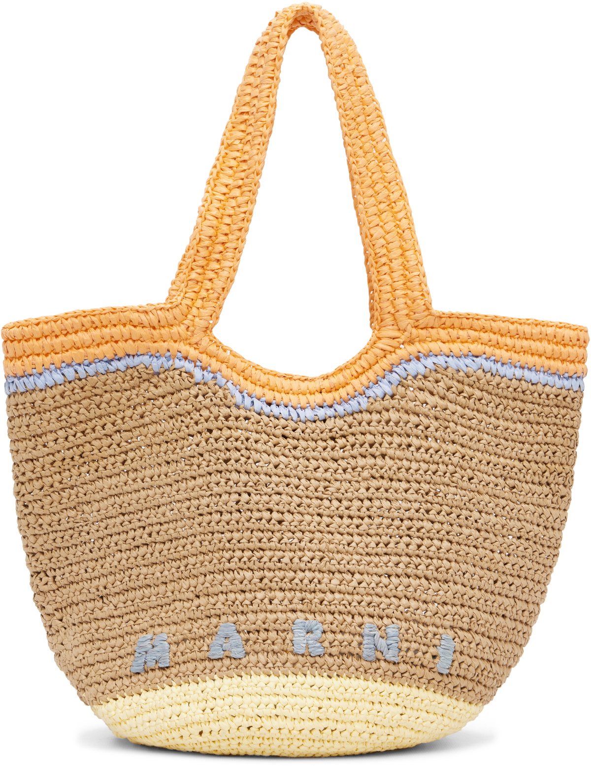 Marni Beige & Orange Paper Raffia Seaside Tote