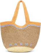 Marni Beige & Orange Paper Raffia Seaside Tote