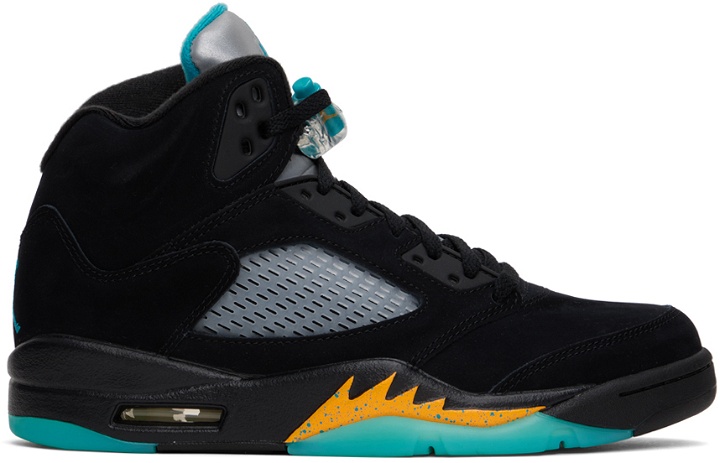 Photo: Nike Jordan Black Air Jordan 5 Retro Aqua Sneakers