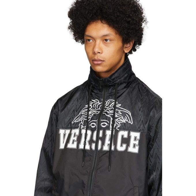 Versace Black Nylon Medusa Windbreaker Jacket Versace