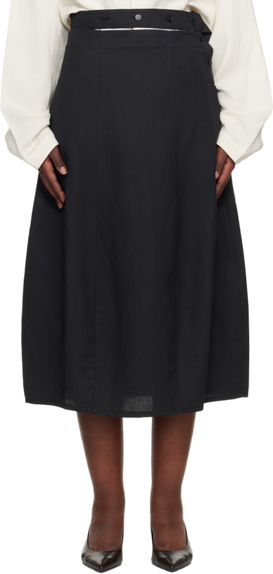 Photo: Studio Nicholson Black Orcha Midi Skirt