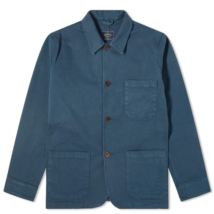 Photo: Portuguese Flannel Men's Twill Chore Jacket in Navy