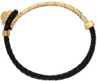 Versace Black & Gold Leather Medusa Bracelet