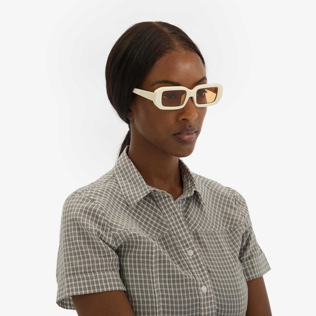 Le Specs x No Problemo Blackpool Sunglasses in Off White/Amber Tint 