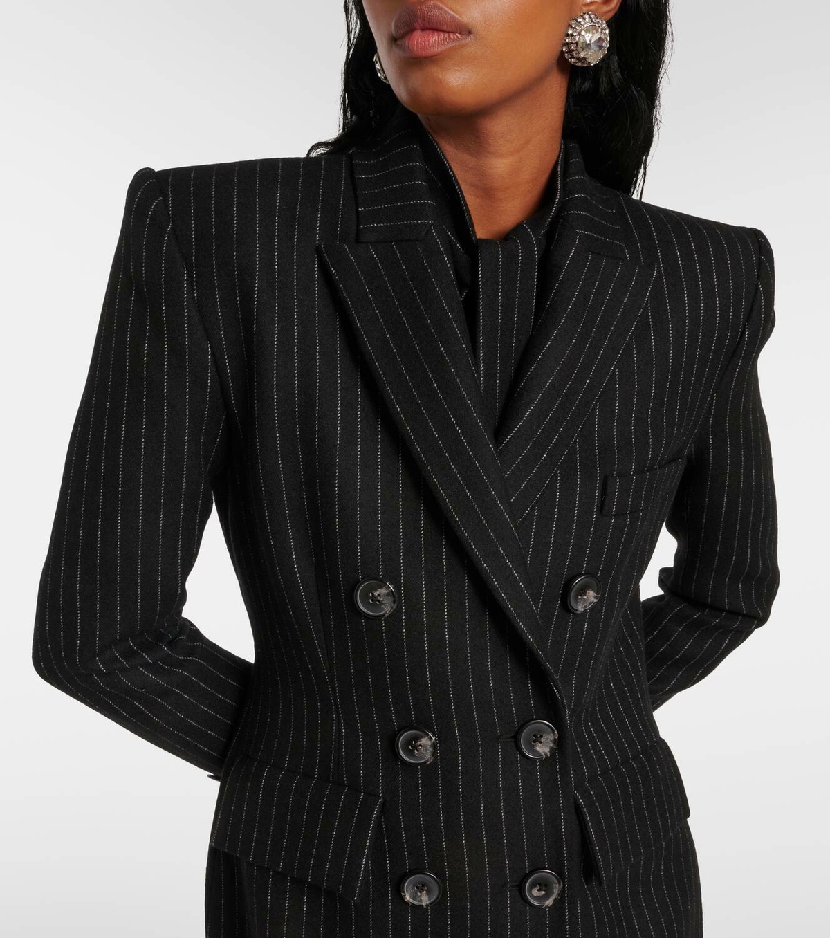 Alex Perry Pinstripe wool-blend coat