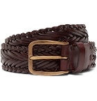 Brunello Cucinelli - 3.5cm Dark-Brown Woven Leather Belt - Men - Brown
