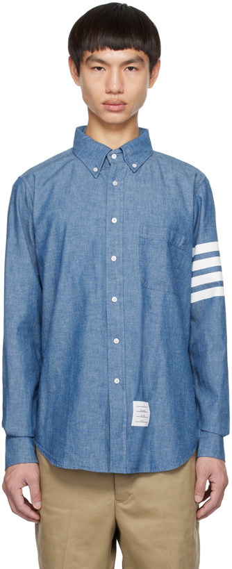 Photo: Thom Browne Blue 4-Bar Shirt