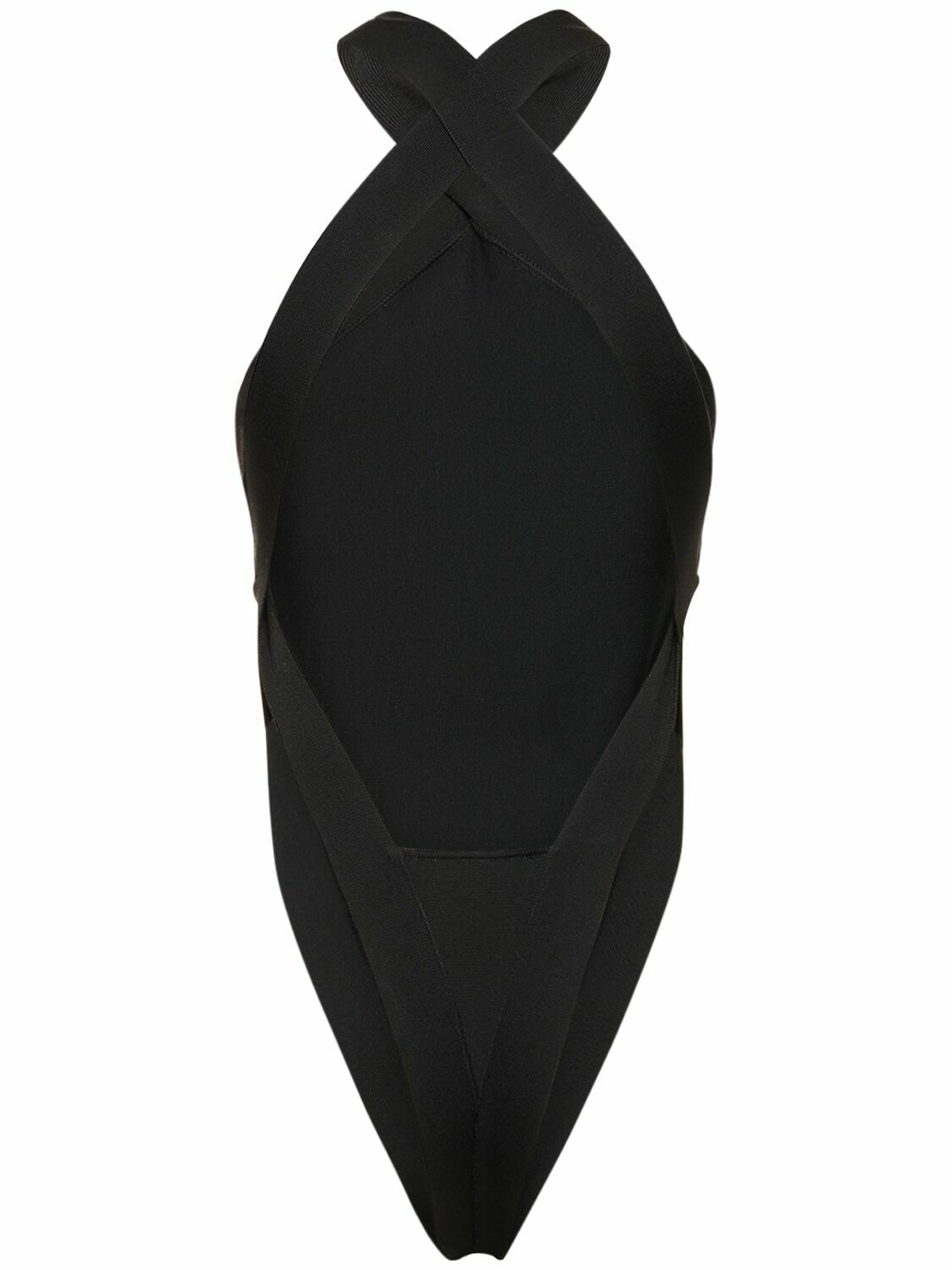 LAMIUM BLACK SLEEVELESS SLIGHTLY GLITTERING VISCOSE-BLEND BODYSUIT main image 0