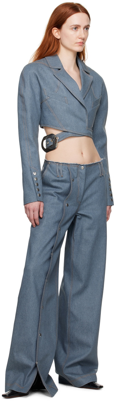 Aleksandre Akhalkatsishvili Blue Press-Stud Jeans