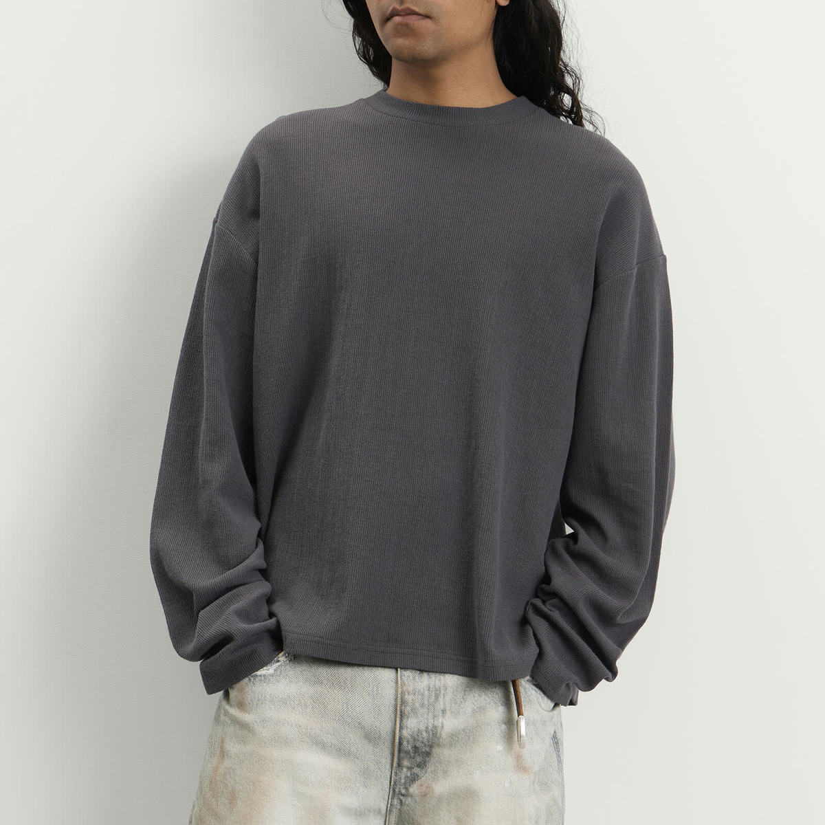 Won Hundred Men's Steven Long Sleeve Ribbed T-shirt in Asphalt