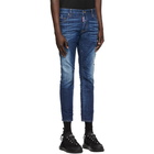 Dsquared2 Blue Tattoo Birds Skater Jeans