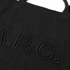 A.P.C. Diane Denim Tonal Logo Shopping Bag in Washed Black