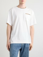 Burberry - Logo-Embroidered Checked Cotton-Jersey T-Shirt - White