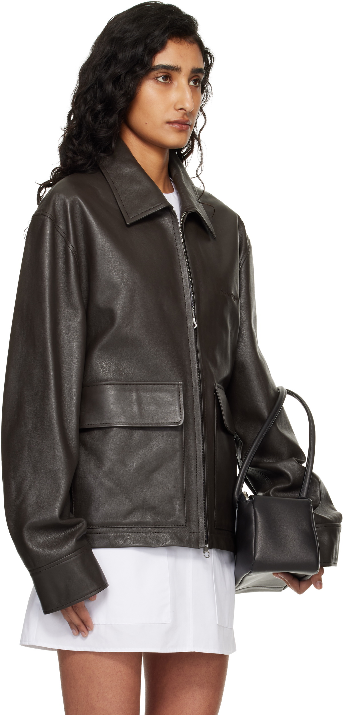 Courrèges Brown 2-Pocket Leather Jacket