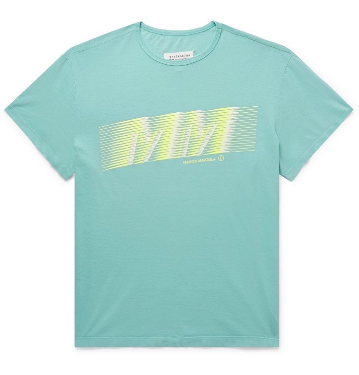 Photo: Maison Margiela - Logo-Print Cotton-Jersey T-Shirt - Men - Turquoise