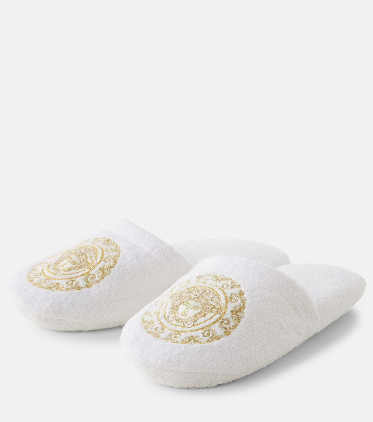 Versace Home Cotton and linen terry slippers