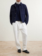 Ralph Lauren Purple label - Textured Silk-Blend T-Shirt - Blue