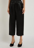 Maria Mcmanus Wide-leg Satin Crop Trousers Black